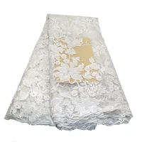 nigerian luxury design bridal african guipure embroidered floral beaded white lace fabric 5 yards elegant wedding dress material