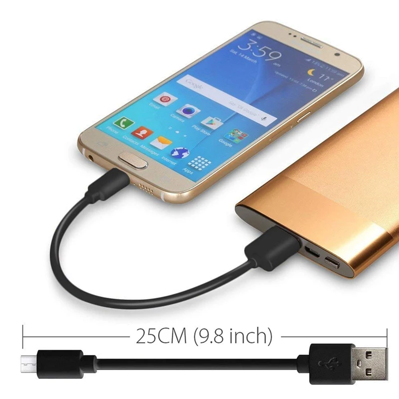 Короткий Micro USB кабель (25 см) Мини Android зарядный для внешнего аккумулятора Samsung Huawei