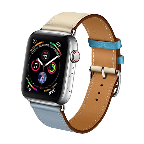 6-Lin Craie Bleu Кожаный ремешок для наручных часов Apple watch, версии 4, 42 мм, 38 мм, версия один тур Браслет, ремешок на запястье для наручных часов Iwatch серии 5/4/3/2/1 44 мм 40mmAccessories - Band Color: 6-Lin Craie Bleu