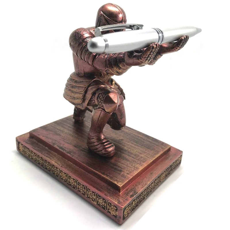 

Creative Desktop Storage Soldier Knight Pen Stand Holder Support Pen Seat Desk Armor Hero Stand