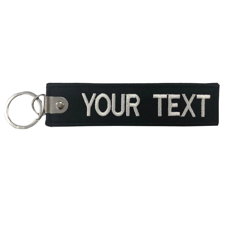 

Personality Key-chain Custom Text Motorcycle Embroidery Tag Key Ring holder for Bags Attachment