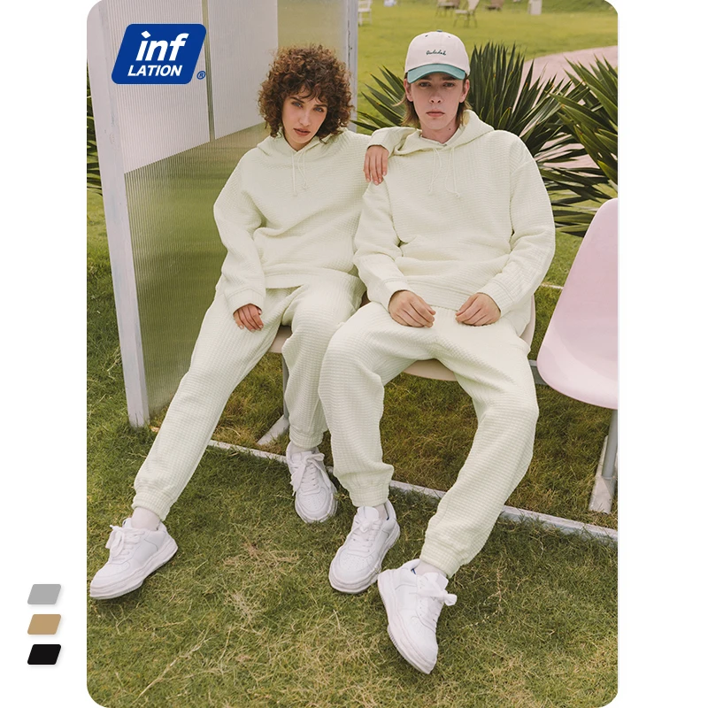 INFLATION мужской вафельный трикотажный тренировочный костюм больших размеров