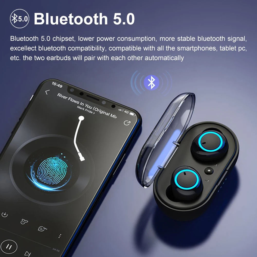 DT-2 TWS Stereo Wireless Earbuds HFP/A2DP Bluetooth 5.0 Outdoor Sports Headset Touch Control Earphone Handsfree With Microphone |