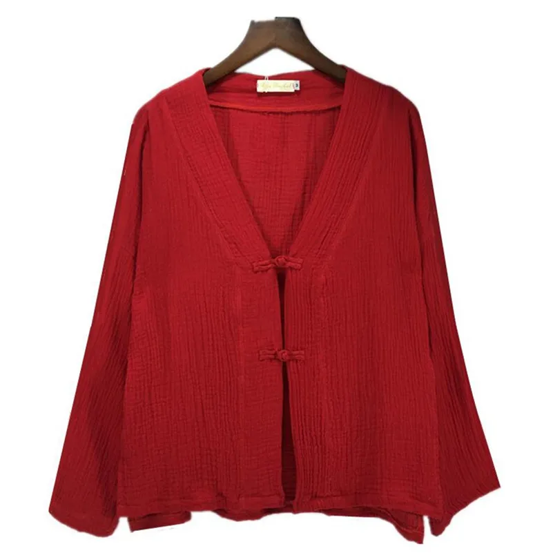 Женская блузка с длинным рукавом из хлопка и льна |