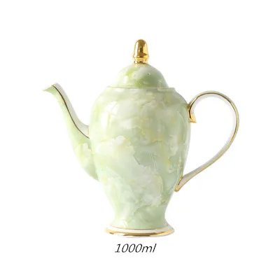 1pcs-coffee pot Европейский мраморный керамический чайник чайный сервиз кофейник Британский высококачественный костяной фарфор кофейная чашка набор бытовой чайник большой емкости - Цвет: 1pcs-coffee pot
