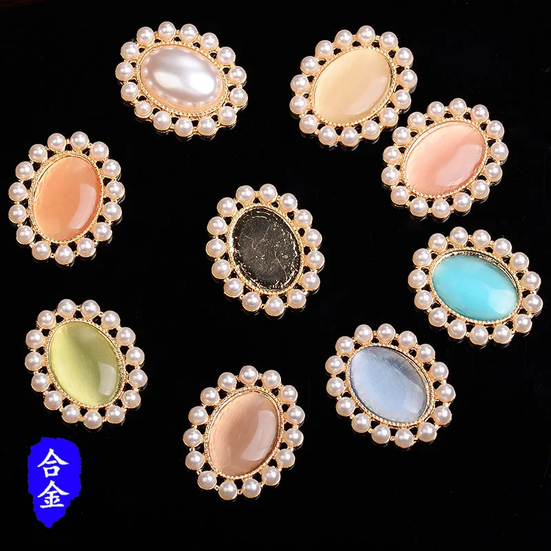 

10 шт., оптовая продажа, Красочные Овальные Жемчужные Подвески Стразы с плоским основанием, аксессуары для изготовления ювелирных изделий св...