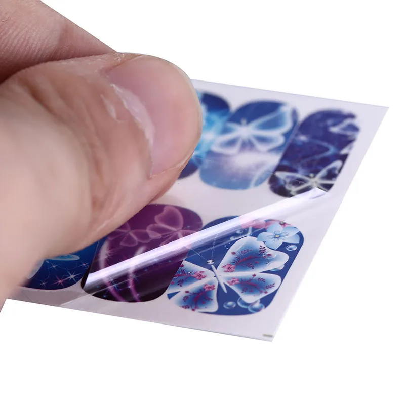 12 шт. бабочка цветок Дизайн ногтей украшения татуировки Маникюр обертывания