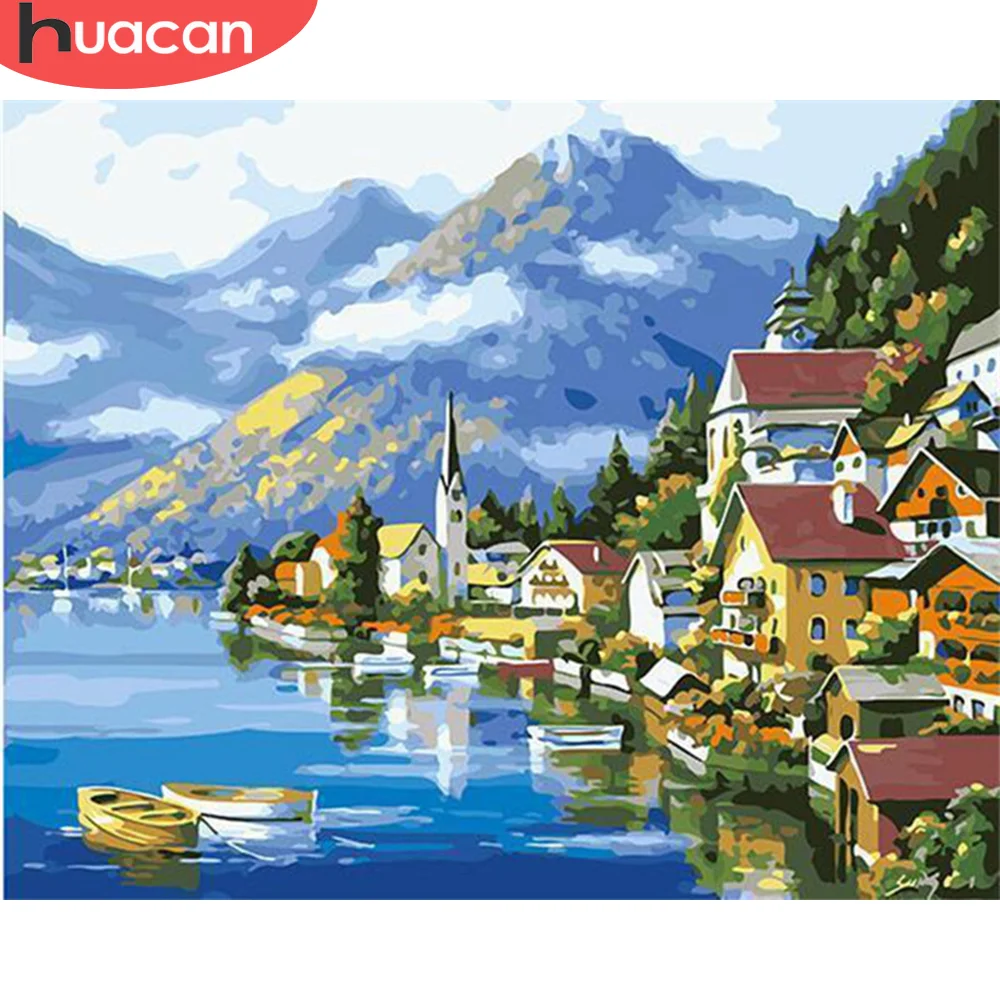 

HUACAN DIY Pictures By Number House Kits Painting By Numbers Landscape Drawing On Canvas Hand Painted Paintings Gift Home Decor