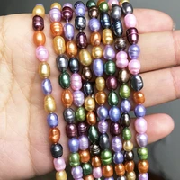 multicolor freshwater pearls beads 5 6mm rice shape punch loose beads for womens jewelry diy making necklace bracelet 15