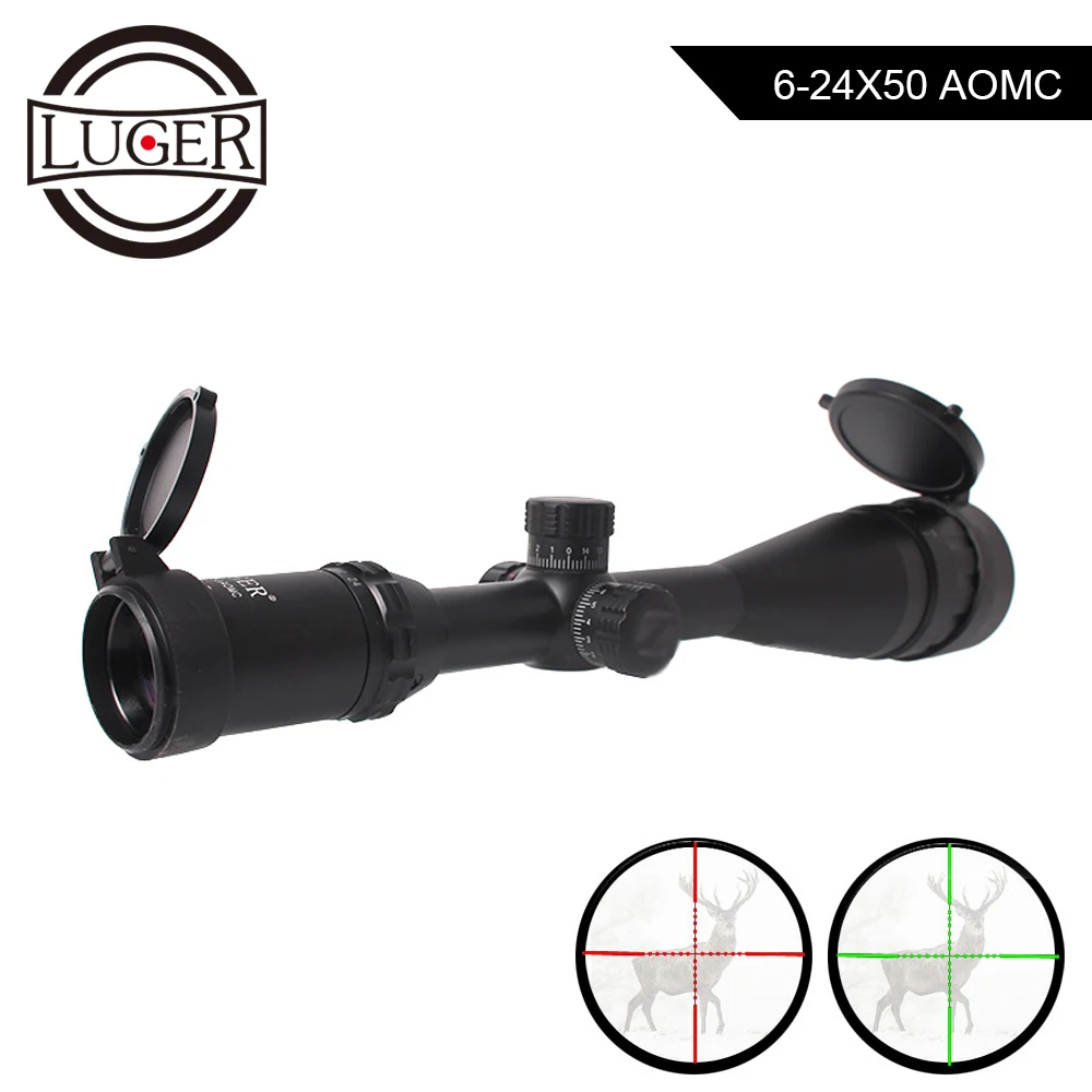 LUGER 6-24X50 Riflescope красный и зеленый ретикальный волоконно-оптический прицел охотничий прицел для винтовки страйкбол Воздушный пистолет с рейкой