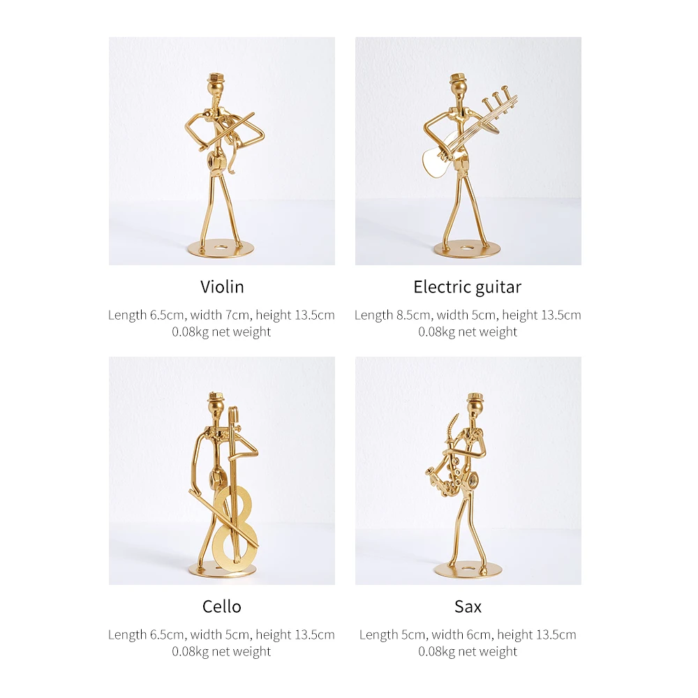 

Home Decoration Musical Instrument Figurine Ornament Iron Music Man Figurines Christmas Gift Set of 8pcs Mini Band Sculpture