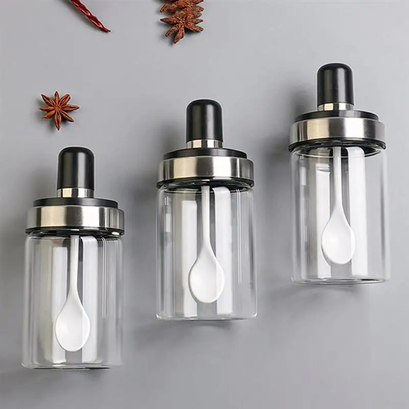 Кухня приправ Стекло приправа бутылка для хранения соли коробка банки специй с