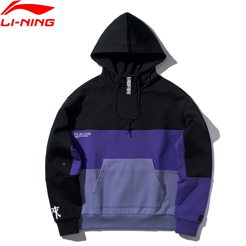 Li Ning мужской BAD FIVE баскетбольный свитер с капюшоном 100% хлопок свободный крой