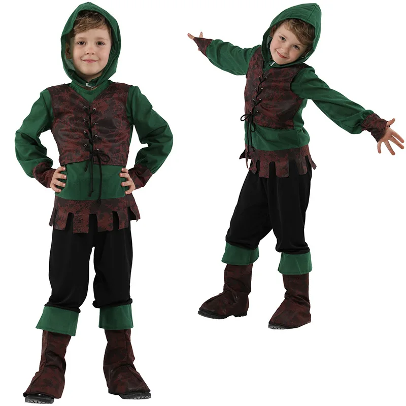 Детский средневековый костюм Archer Hunter Robin Hood для мальчиков на Хэллоуин Пурим
