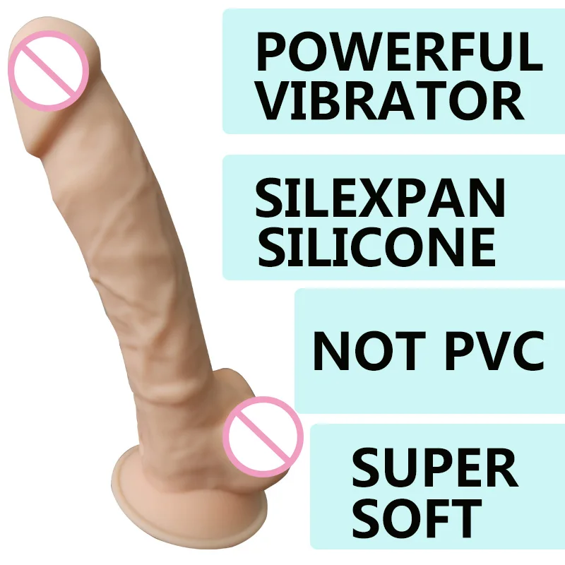 Вибратор дилдо с эффектом памяти SILEXPAN присоской из мягкого силикона секс товары