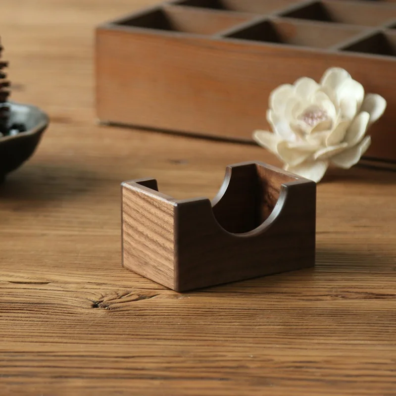 

Japanese Style Wooden Coaster Rack Black Walnut Home Desktop Storage Ornaments Holder Single Coaster Box