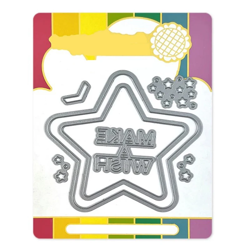 New Star Pattern Make Wish Words Metal Cutting Dies for DIY Scrapbooking Photo Album Greeting Paper Cards Making No Stamps 2021