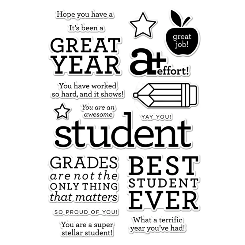 

Great Year Best Student Ever Transparent Clear Stamps 2021 New Stamp for DIY Scrapbooking Photo Album Paper Crafts Cards Making