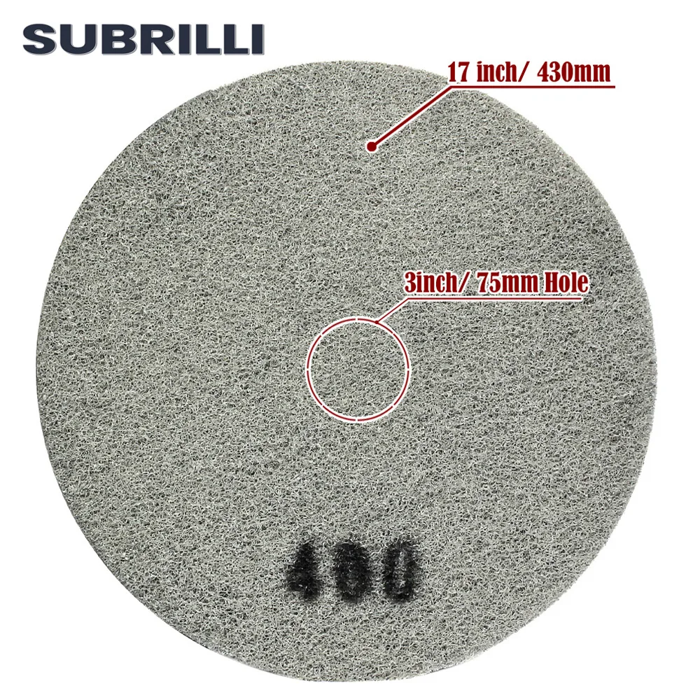 

SUBRILLI Diamond Impregnated Floor Polishing Pad 17" Black 4pcs/Set Sponge Cleaner Disc Buffing Wheel For Concrete Stone