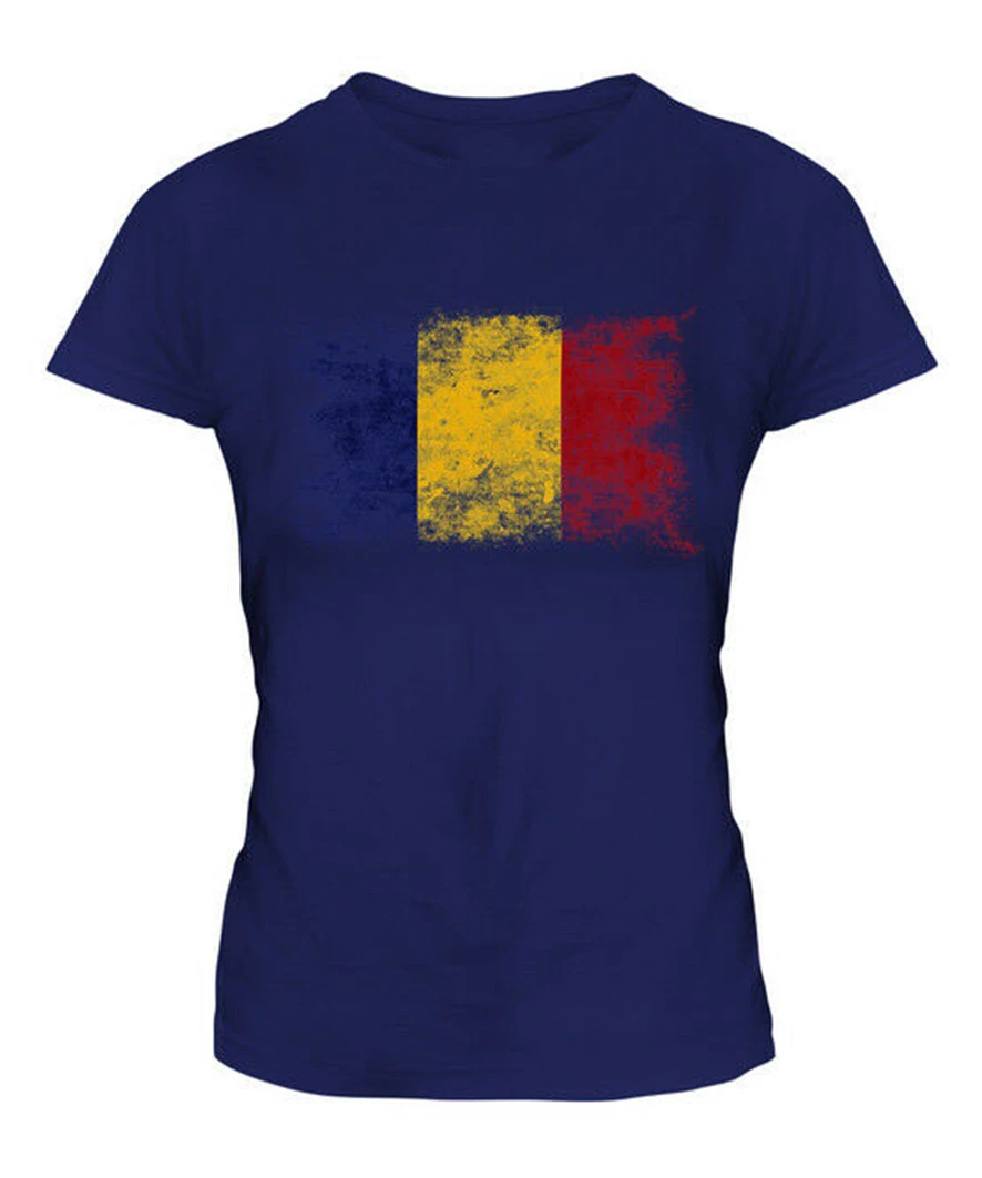 Женская футболка с потертостым флагом Футбольная Футболка Румынская Подарочная