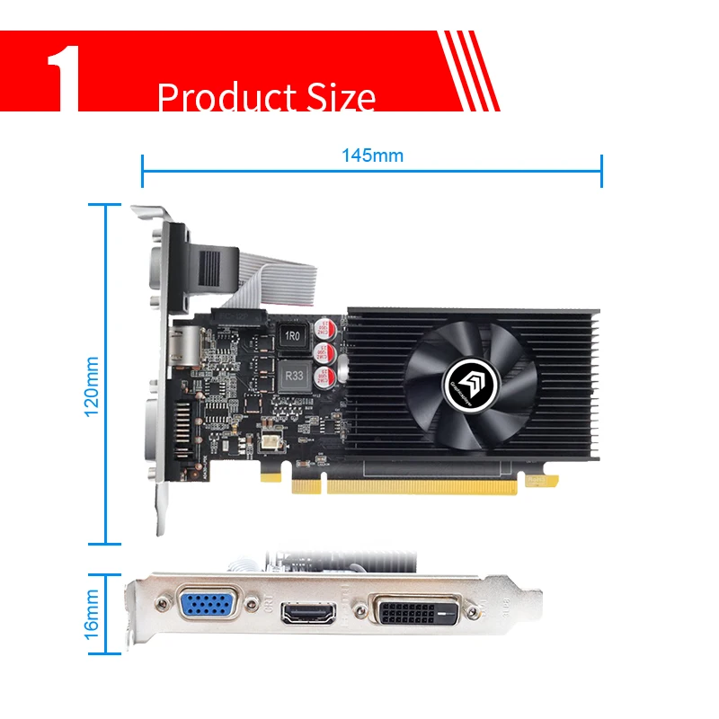 Низкопрофильная графическая карта GT730 2 Гб gt710 2048 МБ GT210 1 ГБ/1024 64 бит LP VGA Видеокарта