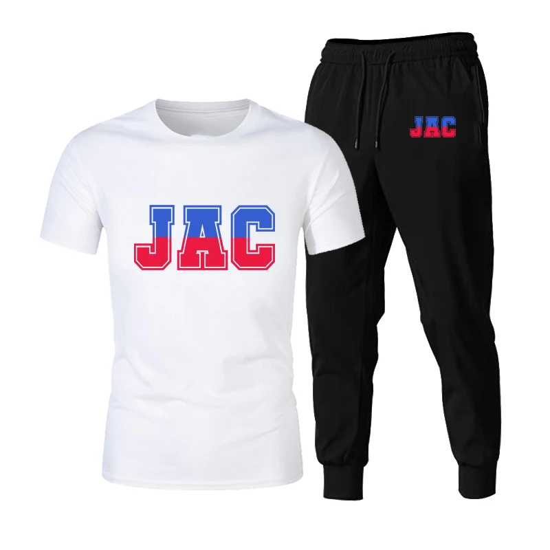 

Summer Can Be Customized Personalized T-Shirt Brand Casual Simple And Comfortable Breathable Short Sleeve + Sports Pants Suit