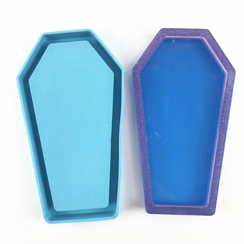 

Halloween Coffin Storage Box Epoxy Resin Mold Tray Serving Plate Board Silicone Mould DIY Crafts Casting Mold