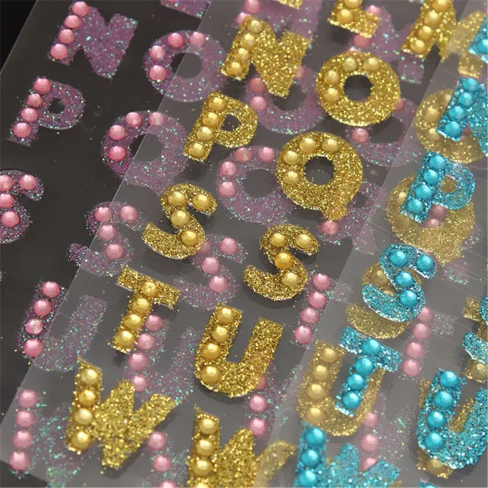 

1 New Sheet Glitter Crystals Alphabet Letter Stickers - Self Adhesive ABC A-Z Words Stick On