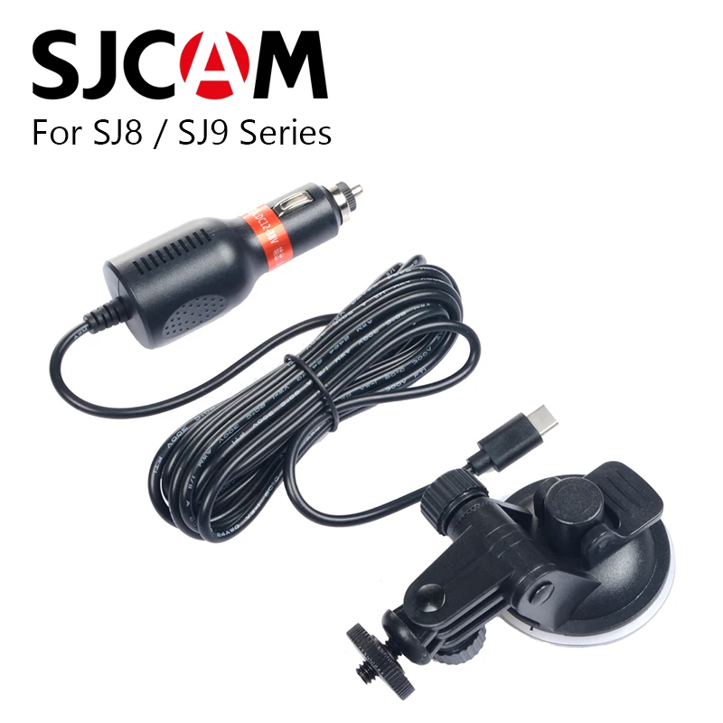 Оригинальное автомобильное зарядное устройство SJCAM SJ8 SJ9 type-C+ присоска держатель в автомобиль для SJ8 pro SJ9 strike Action camera