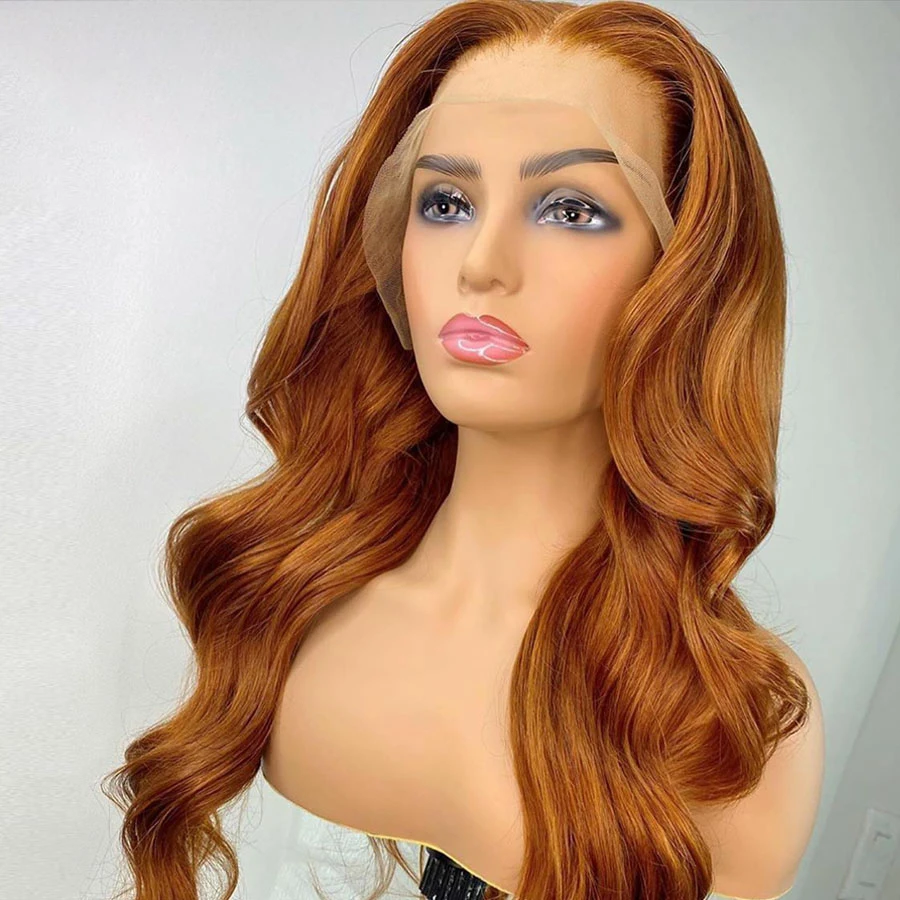 

Ginger Orange 180% Density 26 Inch Long Body Wave Synthetic Front Lace Wig For Black Women Babyhair Preplucked Cosplay Daily Wig