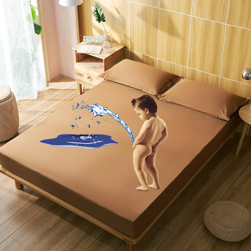 Водонепроницаемое и дышащее хлопковое однотонное покрывало для малышей кровати