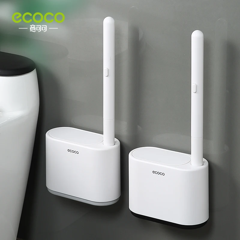 

ECOCO Wall-mounted Disposable Toilet Brush Set 360 No-Dead Corner Cleaning Brush Replacement BrushHead Bathroom Accessories