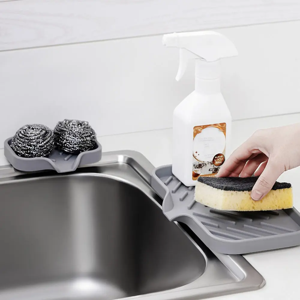 

Sink Storage Rack Silicone Organizer for Sponge Soap Dispenser Scrubber