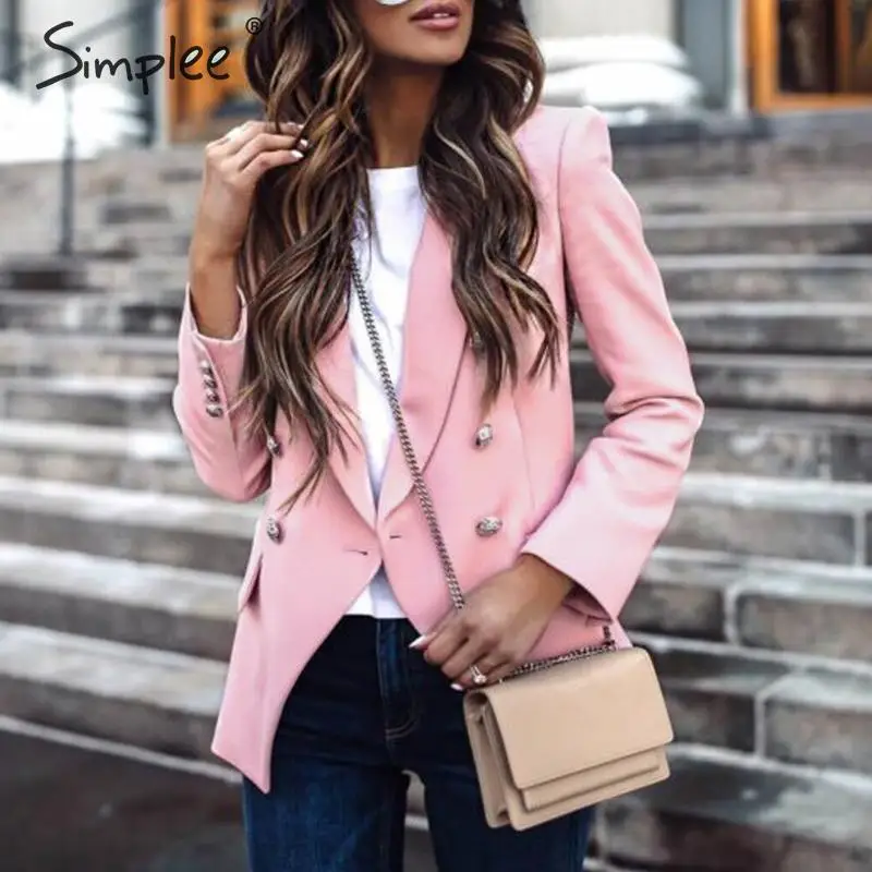 Простые элегантные женские блейзеры на пуговицах повседневные с длинным рукавом