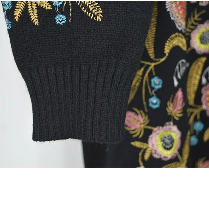 [Gutu] 2017 круглый воротник Цветы Вышивка Топ Свободные корейский зима-осень с