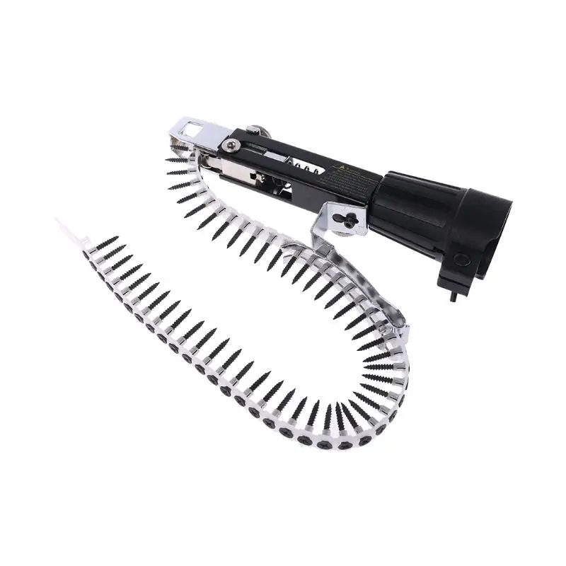 

Automatic Chain Nail Gun Adapter Screw Gun Nozzle Adapter Nail Bracket Chain Nails Kit for Electric Drill Woodworking Tool