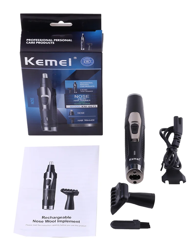 Электрический бритвенный триммер Kemei 2 в 1 для носа и ушей бритва стрижки бороды