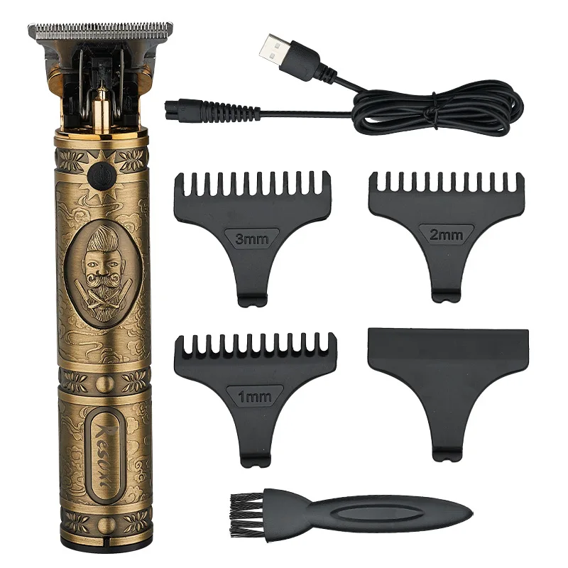 New Buddha Head Electric Hair Clippers Rechargeable Retro Oil Trimmer Christmas Gift For Man 0mm Comb USB Charger | Бытовая техника