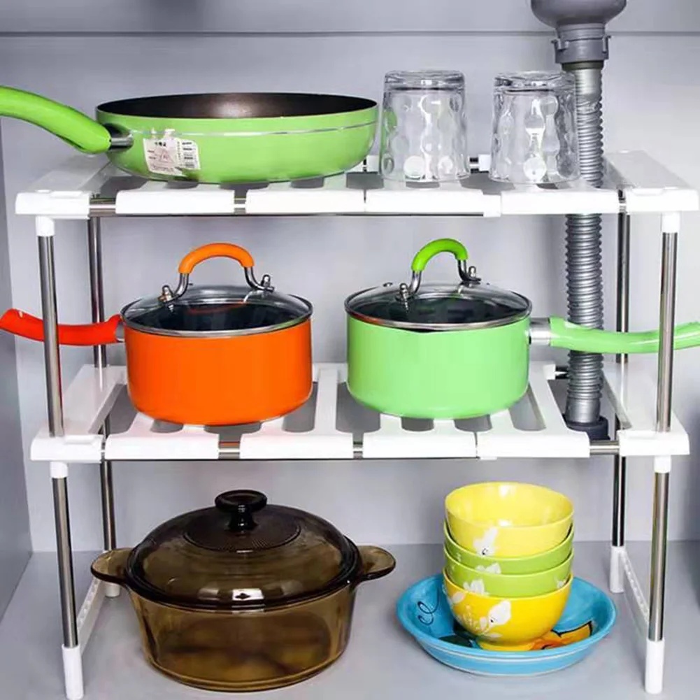 

2-Tier Sink Rack Organizer Storage Expandable Adjustable Kitchen Shelf Holder A1