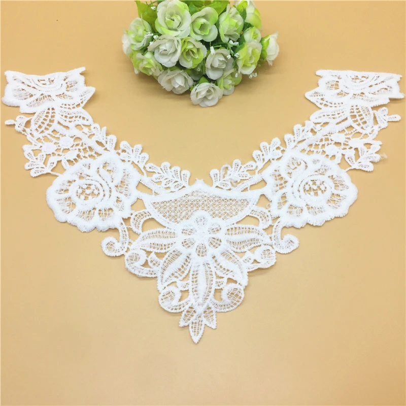 LH05 (24 x 32cm) 1 шт. белый кружевной тканевый воротник винтажный вырез вышитые планки кружева аппликационные швейные принадлежности аксессуары для свадебного платья - Цвет: LH05 (24 x 32cm)