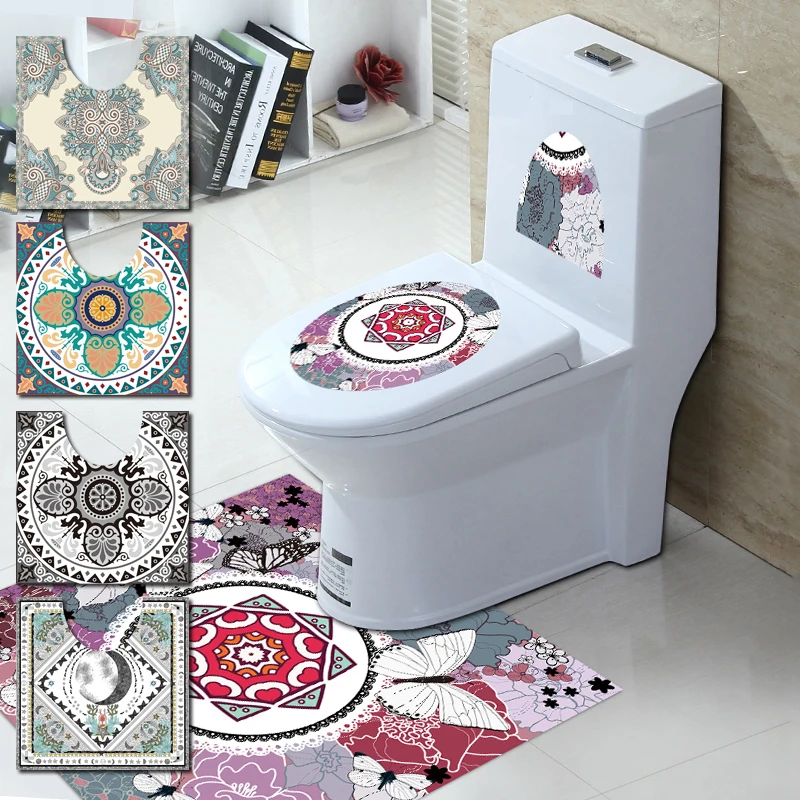 

PVC Bathroom Toilet seat Anti-skid Self-adhesive DIY Waterproof Floor Sticker for Household Bathroom Toilet Seat Cover Mats Pad