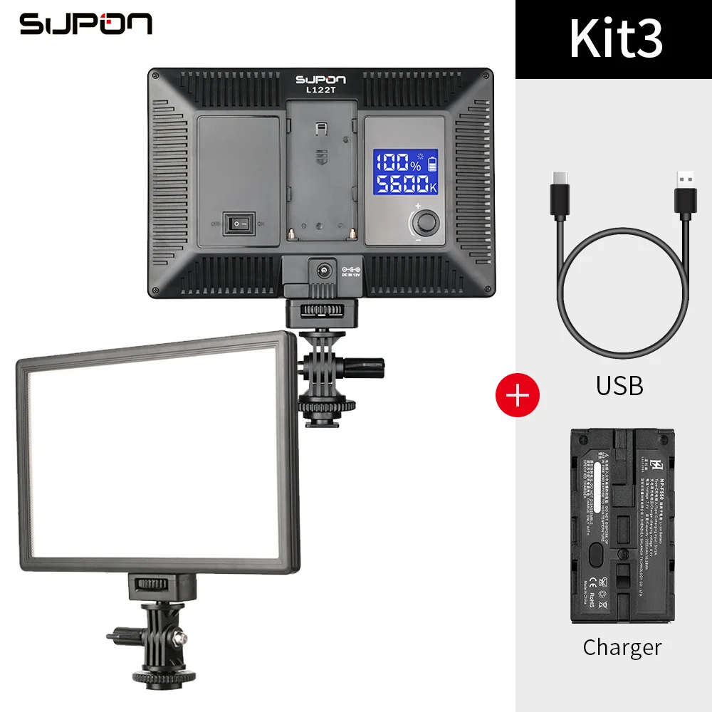 SUPON L122T светодиодный 3300K 5600K ультратонкий двухцветный ЖК дисплей с регулируемой