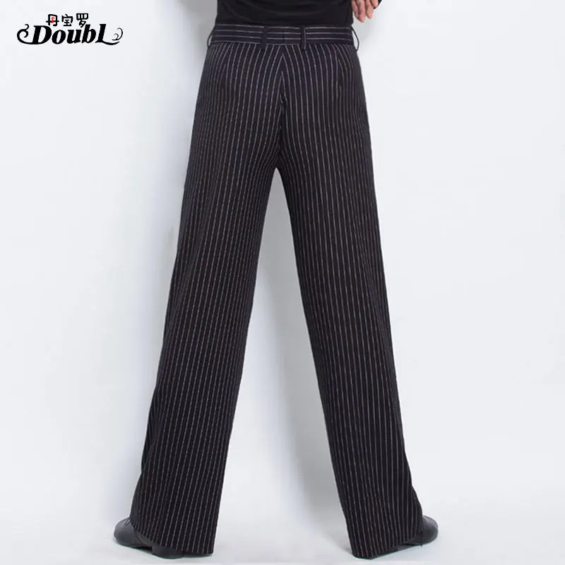 Мужские брюки для латинских танцев в полоску современные Сатиновые сальсы