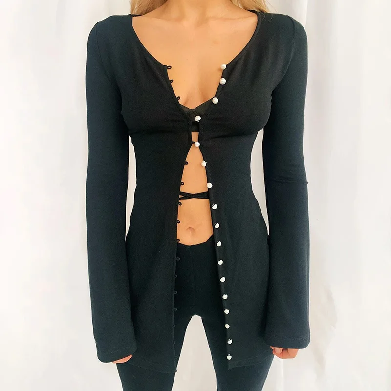 

Solid Color Long Sleeve Skirt 26353p Sexy Breasted Long Sleeve Dress Costumes