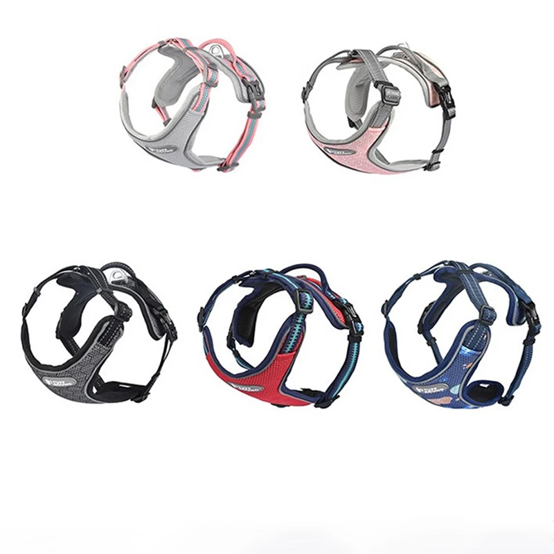 Светоотражающий Поводок для собак регулируемый не тянет нейлон Сбруя поводок