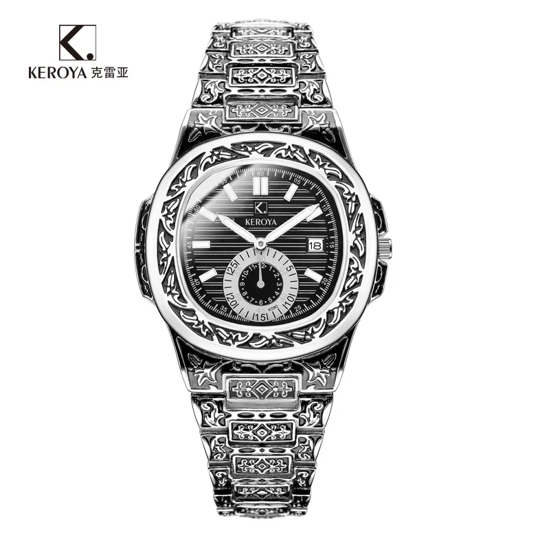 Часы наручные мужские кварцевые с хронографом брендовые модные в ретро стиле