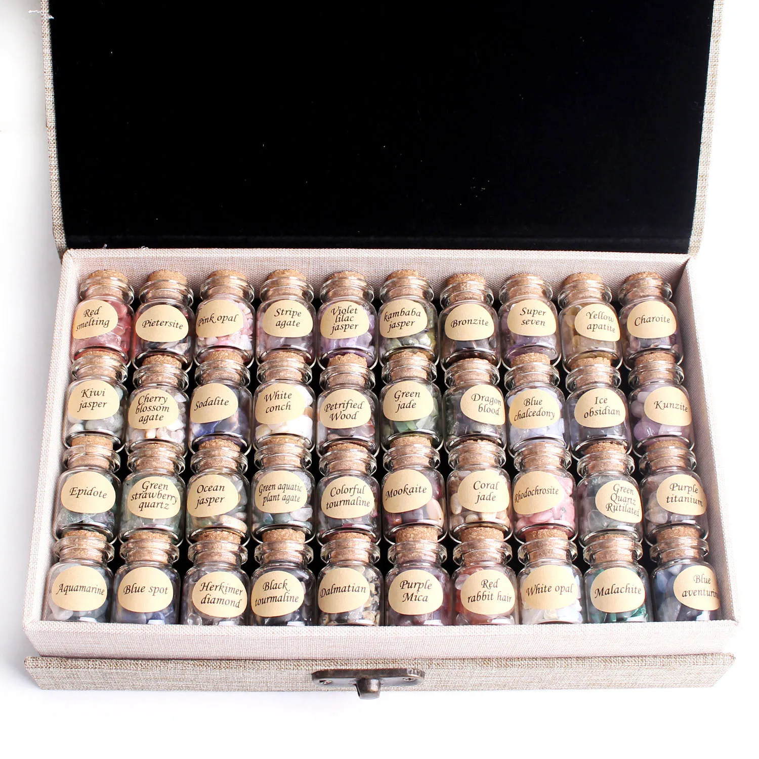 

40Pcs Natural Crystal Wishing Bottles Gemstone Natural Quartz Chip Gravel Reiki Healing Birthday Gift Souvenir With a Box