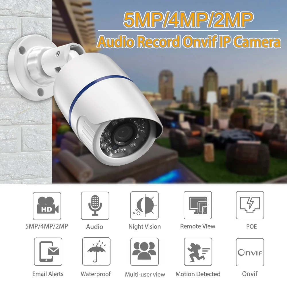 Ip-камера Gadinan Hi3516EV300+ SONY IMX335 Senor 5MP аудио камера Запись обнаружения движения Водонепроницаемая наружная камера видеонаблюдения