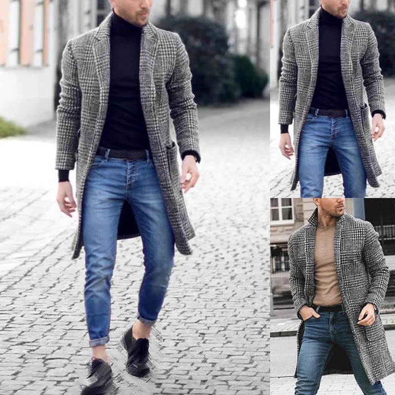 Мужские блейзеры Повседневная винтажная Ретро клетчатая куртка пальто с