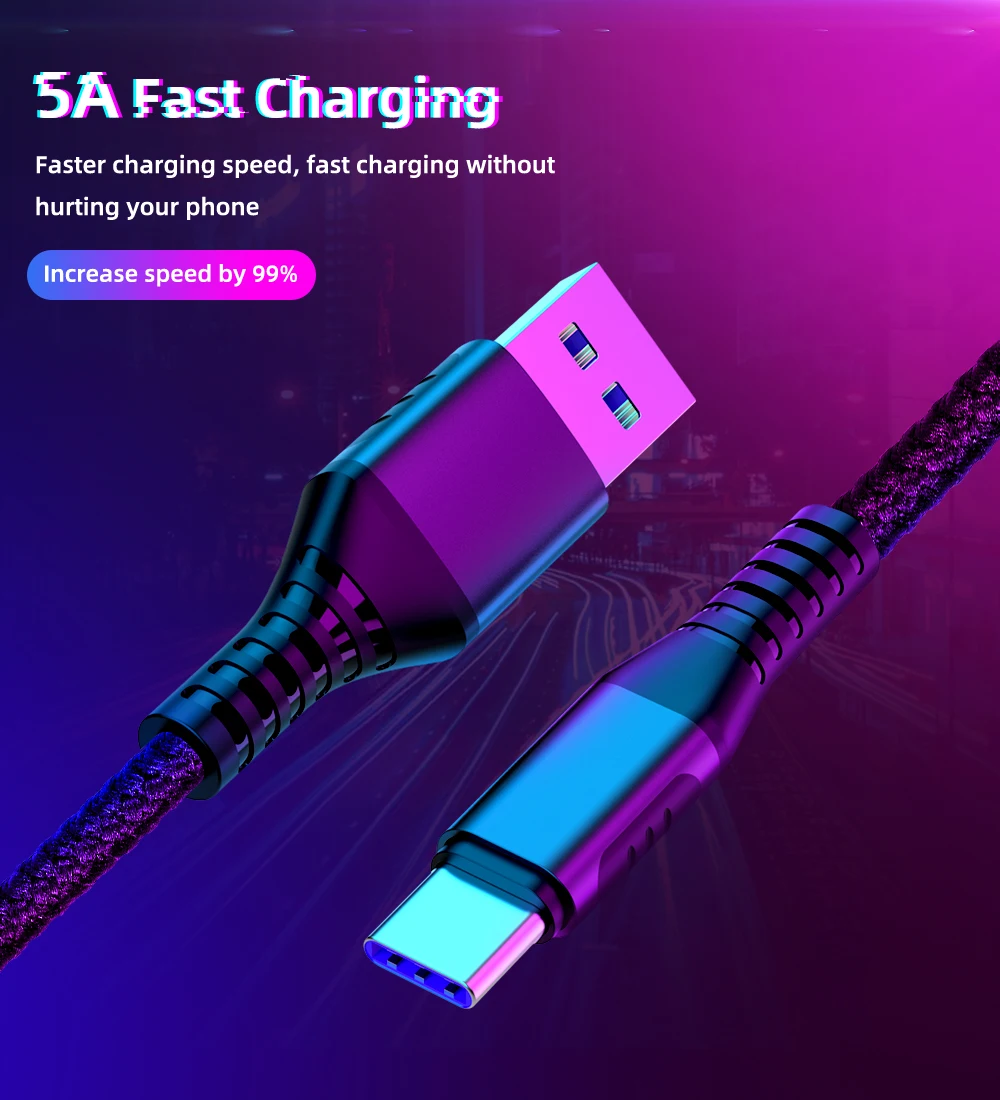5A usb type-C кабель для huawei mate 20 Pro P30 P20 Pro Lite мобильный телефон USB C Быстрая зарядка зарядное устройство Шнур USB-C type-C кабель